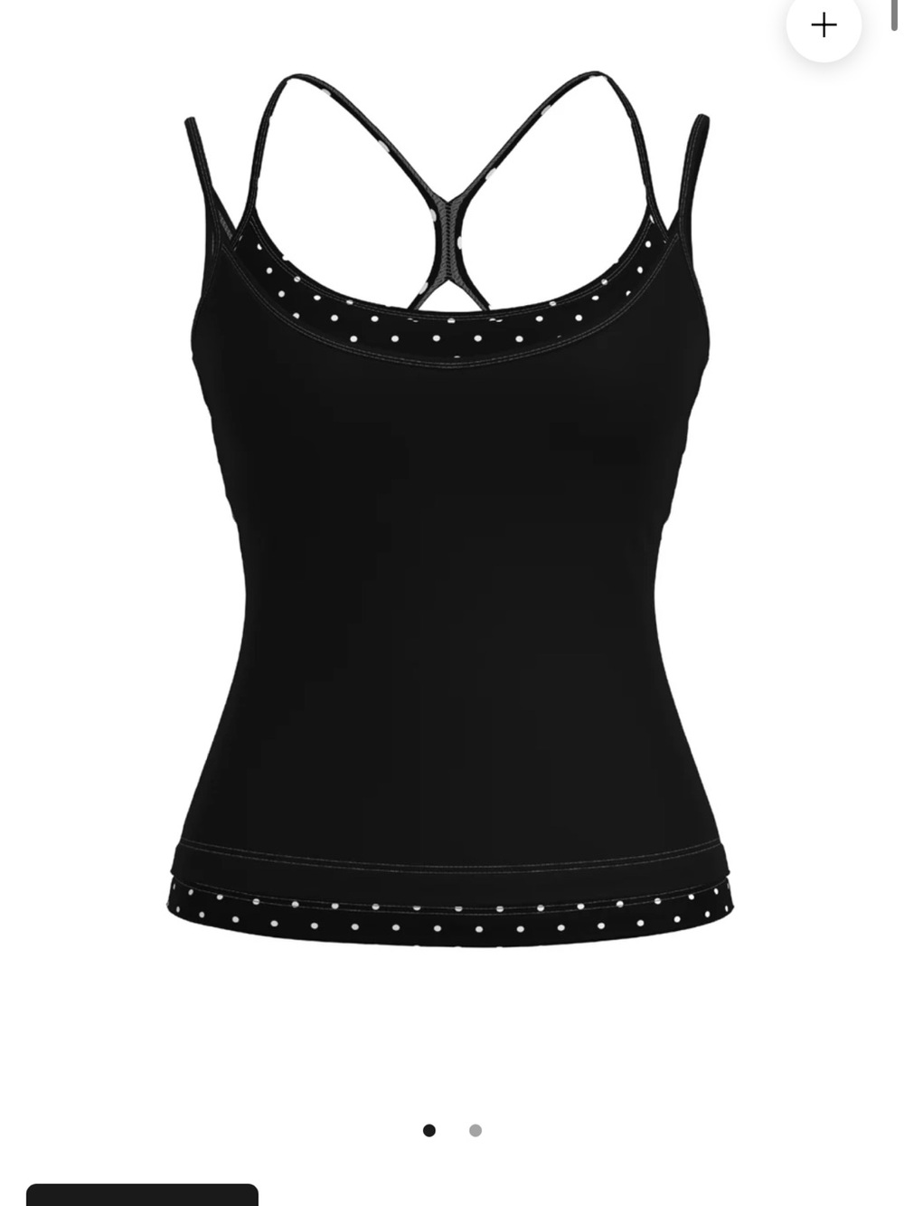 NWT LIAISON THE LABEL DOUBLE LAYER SPORTY TANK - BLACK & WHITE POLKA DOTS